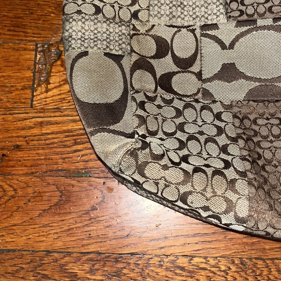 Coach Patchwork Canvas Tote with patent leather handles tag also silver hardware - Picture 3 of 7